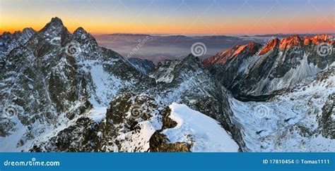 Beautiful Sunrise in Rocky Mountain Stock Photo - Image of slovakia, panoramic: 17810454