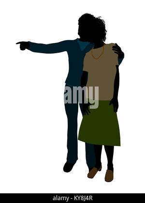 African american couple silhouette illustration on a white background ...