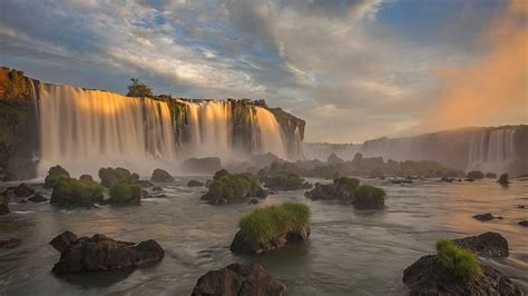 HD wallpaper: river, waterfall, Brazil, Paraná, Iguazu national Park ...