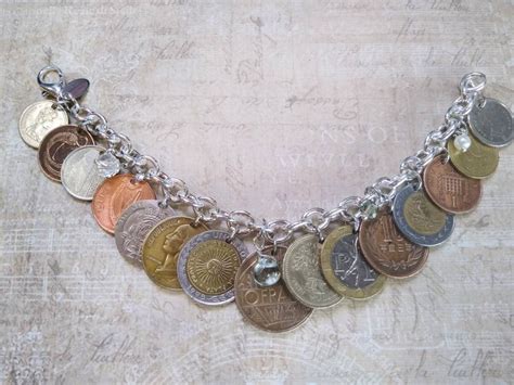 Coin Jewelry, Vintage Coin Bracelet, Coin Necklace, Gold EURO Coin Bracelet, Old Coin Bracelet ...