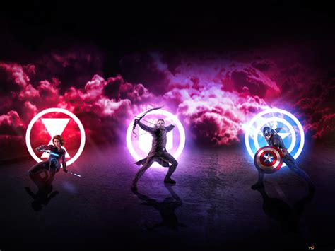 Avengers Heroes And There Power Logo Behind Them 4K wallpaper download