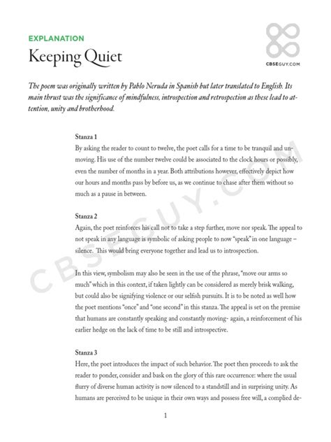 Poem Summary - Keeping Quiet | Psychological Concepts | Psychology & Cognitive Science