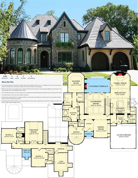 Plan 17797LV: Study in a Vaulted Turret - in 2020 | Large house plans, Family house plans ...