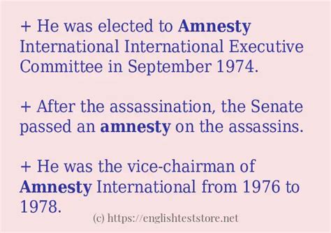 Some in-sentence examples of "amnesty" - EnglishTestStore Blog