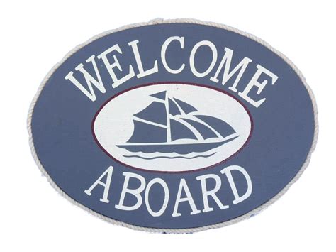 Buy Wooden Welcome Aboard Sailboat Beach Sign 12in - Nautical Decor