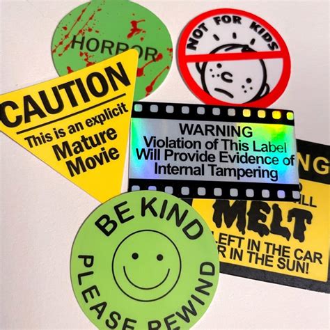 Retro 80s/90s Video Store Vhs Labels Sticker Decal set of 6 - Etsy