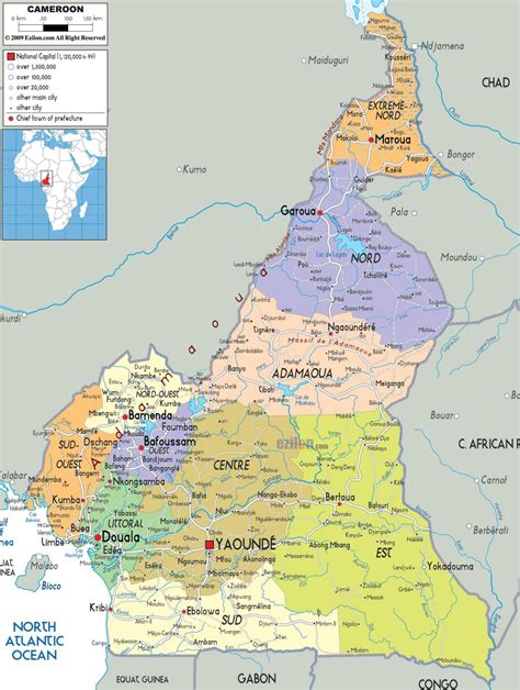 Cameroon regions map - Cameroon map regions (Middle Africa - Africa)