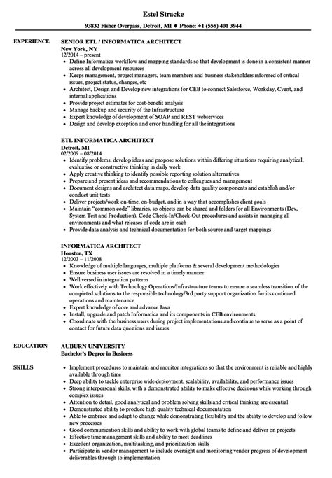 Informatica Architect Resume Samples | Velvet Jobs