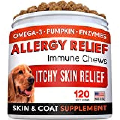 Allergy Relief Dog Treats w/ Omega 3 + Pumpkin + Enzymes + Turmeric ...