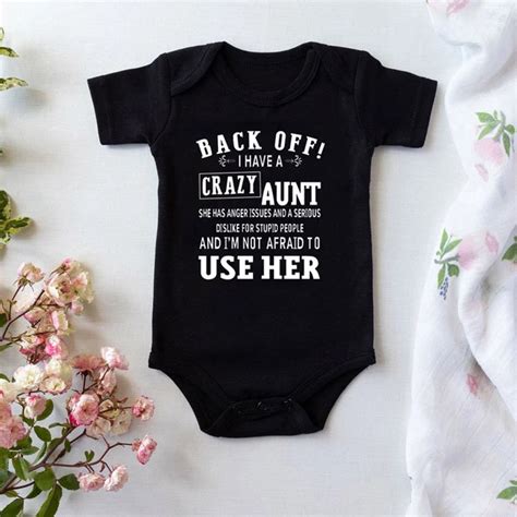 Back Off I Have A Crazy Aunt Printed Infant Boys Girls Onesie Funny Cotton Short Sleeve Baby ...