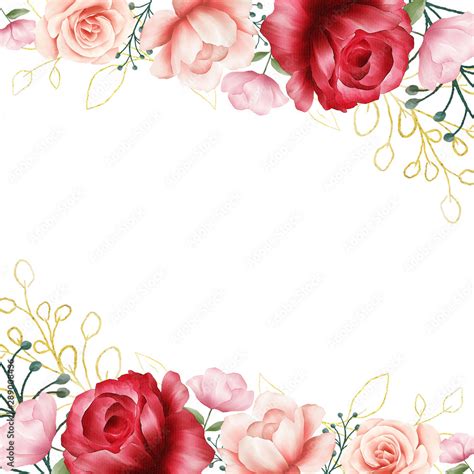 Golden flowers border decoration for wedding or greeting card ...