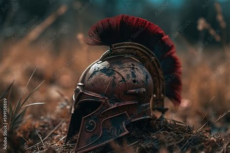 Helmet of the Spartan warrior. Generative AI Stock Photo | Adobe Stock