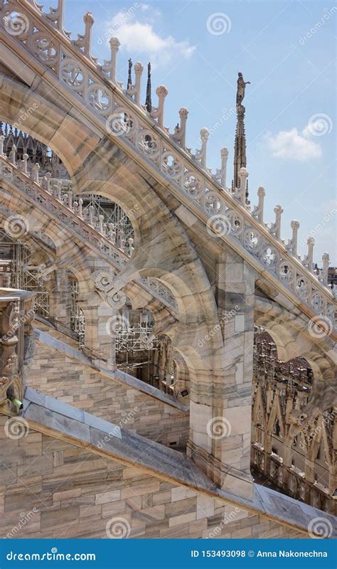 Beautiful Roof of the Duomo Cathedral in Milan. Editorial Stock Photo ...