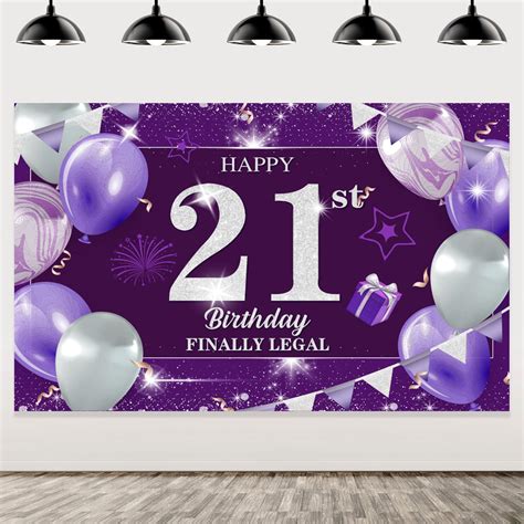 Happy 21st Birthday Banner Decorations for Girl Women, 21st Birthday ...