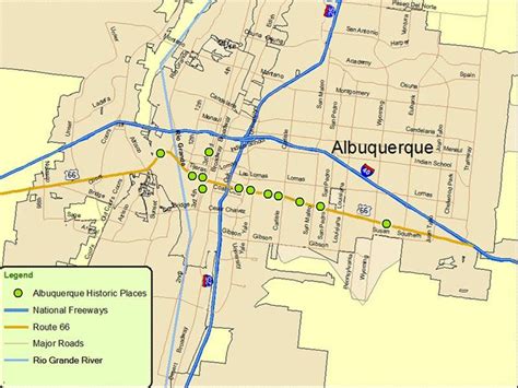 Map of Albuquerque--Route: A Discover Our Shared Heritage Travel ...