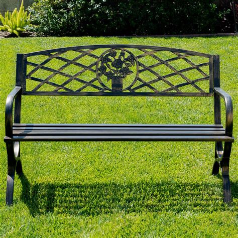 Outdoor Metal Park Bench | Metal outdoor bench, Garden bench, Outdoor bench