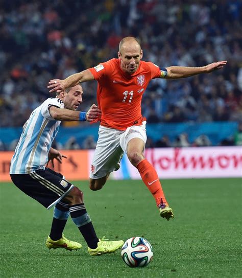 Arjen Robben of Netherlands against Argentina in the 2014 World Cup
