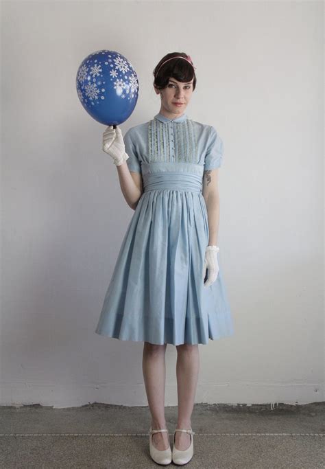 Vintage 50s Dress. Baby Blue . Lace Ruffle . 1950s Formal Gown