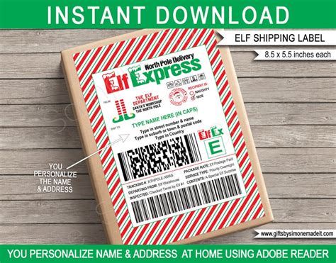 Elf Shipping Labels Template Christmas Mail Gift Stickers Etsy | My XXX Hot Girl