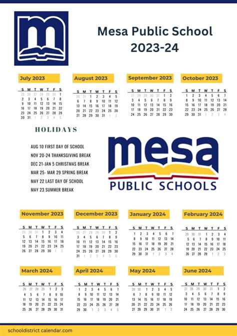 Mesa Public Schools Calendar Holidays 2023-2024