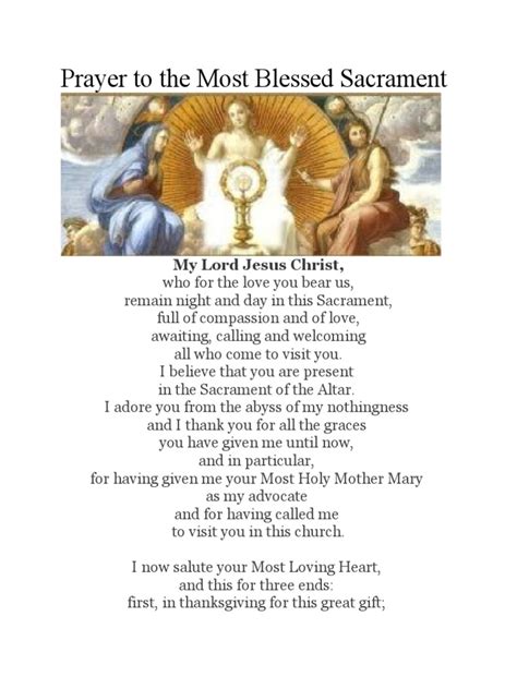 Prayer To The Most Blessed Sacrament | PDF | Eucharist | Mary, Mother ...