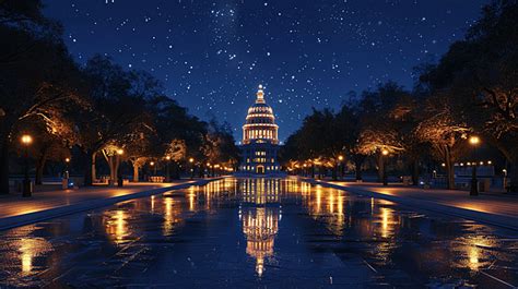 The Texas State Capitol Building Extension Night Background, Blue, Dome ...