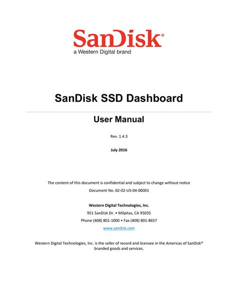 SanDisk SSD Dashboard User Manual