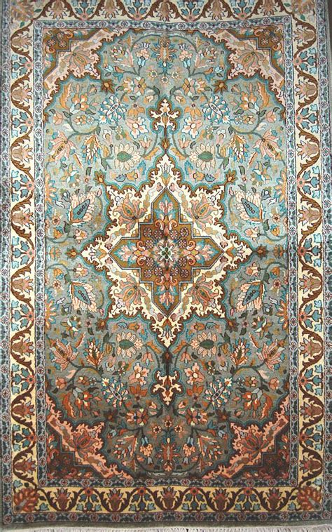 Kashmir Silk Carpet Hand Knotted, Turquoise 3'x5' #CPS15202 – Best of Kashmir