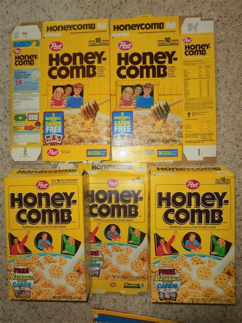 Honeycomb Cereal Box 5 boxes 1990 1991 1993 Flat 1993 and 1994 Baseball ...