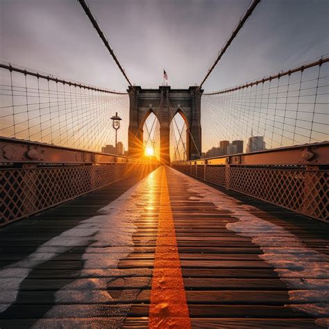 Premium AI Image | sunset on the brooklyn bridge