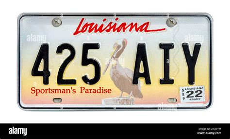 Louisiana license plate; vehicle registration number. Louisiana number ...