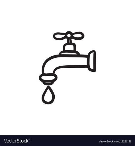 Dripping tap with drop sketch icon Royalty Free Vector Image