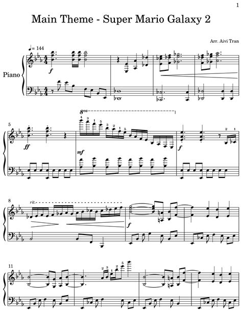 Main Theme - Super Mario Galaxy 2 - Sheet music for Piano