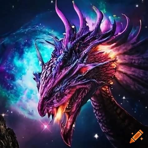 Massive majestic western cosmic dragon made up of the universe itself on Craiyon