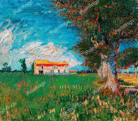 Farmhouse in a Wheatfield Painting by Vincent Van Gogh Reproduction ...