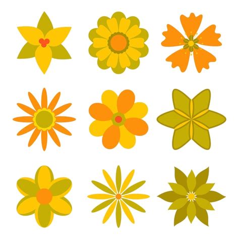 Premium Vector | Set of retro flowers vector