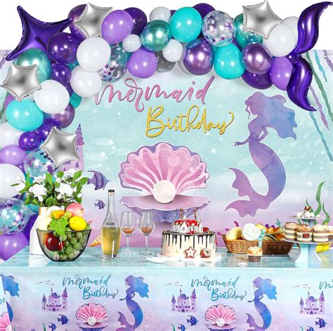 Amazon.com: Mermaid Happy Birthday Decorations Set Mermaid Party Decorations Mermaid Birthday ...