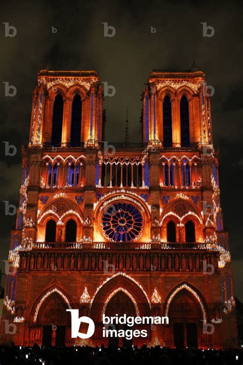 Image of Sound and light show at Notre Dame de Paris cathedral,