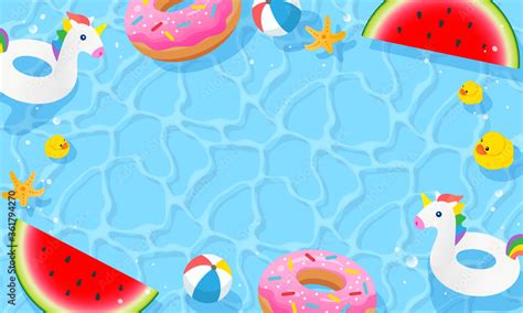 Summer pool background vector illustration. swimming pool with cute pool toy Stock Vector ...