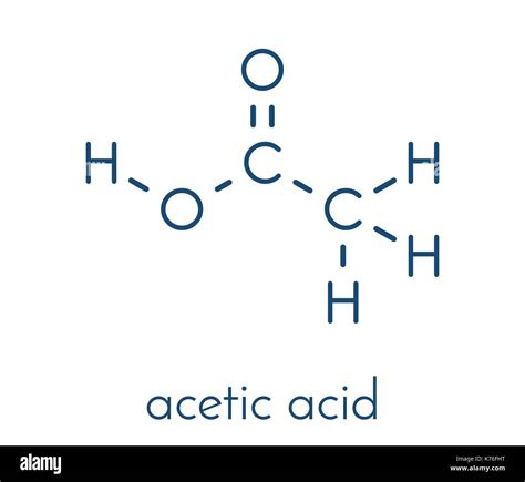 Acetic acid molecule. Vinegar is an aqueous solution of acetic acid. Skeletal formula Stock ...