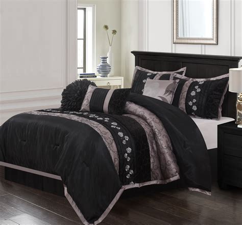 Nanshing Riley 7-Piece Comforter Set, Black, Queen - Walmart.com ...