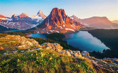 Canadian Mountain Landscape, lakes, mountains, landscapes, panoramic view, nature, HD wallpaper ...