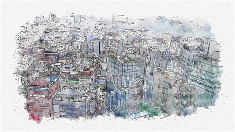 Download Watercolor, Sketch, City. Royalty-Free Stock Illustration ...