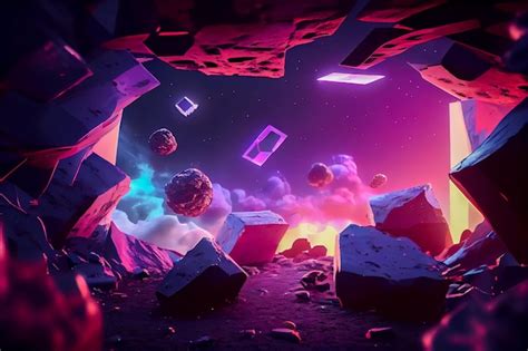 Premium Photo | Futuristic abstract landscape of 3d shapes in pink colors Generative AI ...