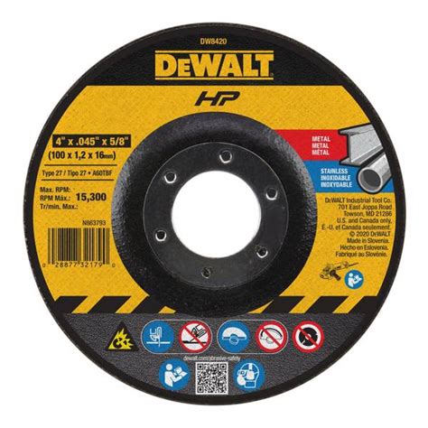 DEWALT Metal Thin Cutting Grinding Wheel, 15,200 RPM - DW8420 | Blain's ...