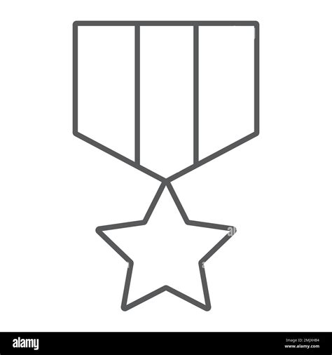 Military star thin line icon, label and army, insignia sign, vector graphics, a linear pattern ...