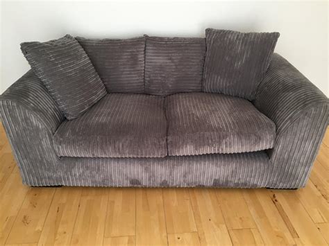 Grey cord 3 seater sofa | in Penicuik, Midlothian | Gumtree