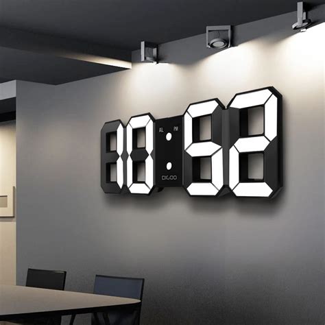 Digoo DC K3 Multi Function Large 3D LED Digital Wall Clock Alarm Clock ...