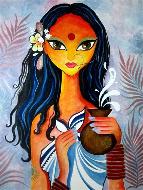 Indian tribal woman Painting by Wincy Xavier | Saatchi Art