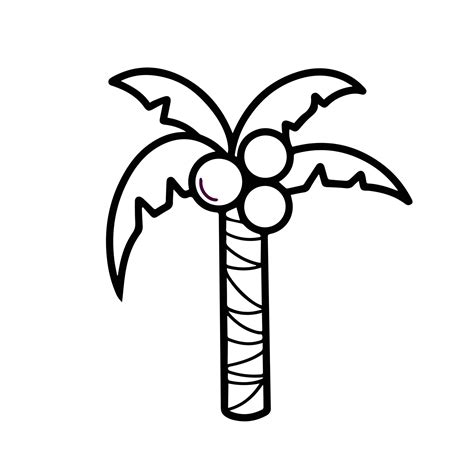 Black and white monochrome coconut tree icon vector illustration ...